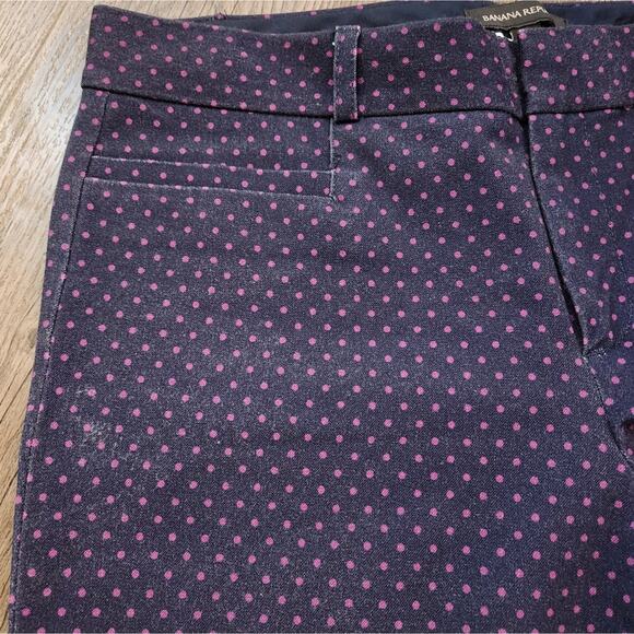 Banana Republic Sloan Fit Dot Slim Ankle Pant Navy Purple Size 6 - Picture 1 of 10
